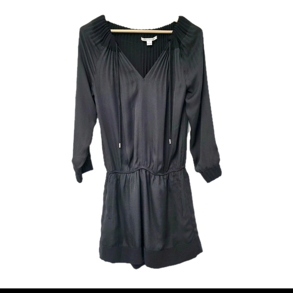 DVF Diane Von Furstenberg MIKINO Pleated Mini Tunic Dress Sailor Black Size 6 - Picture 3 of 13